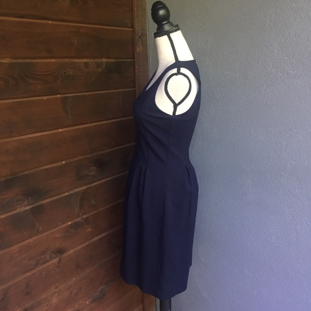Navy j crew pleated flare navy blue dress - Picture 7 of 11